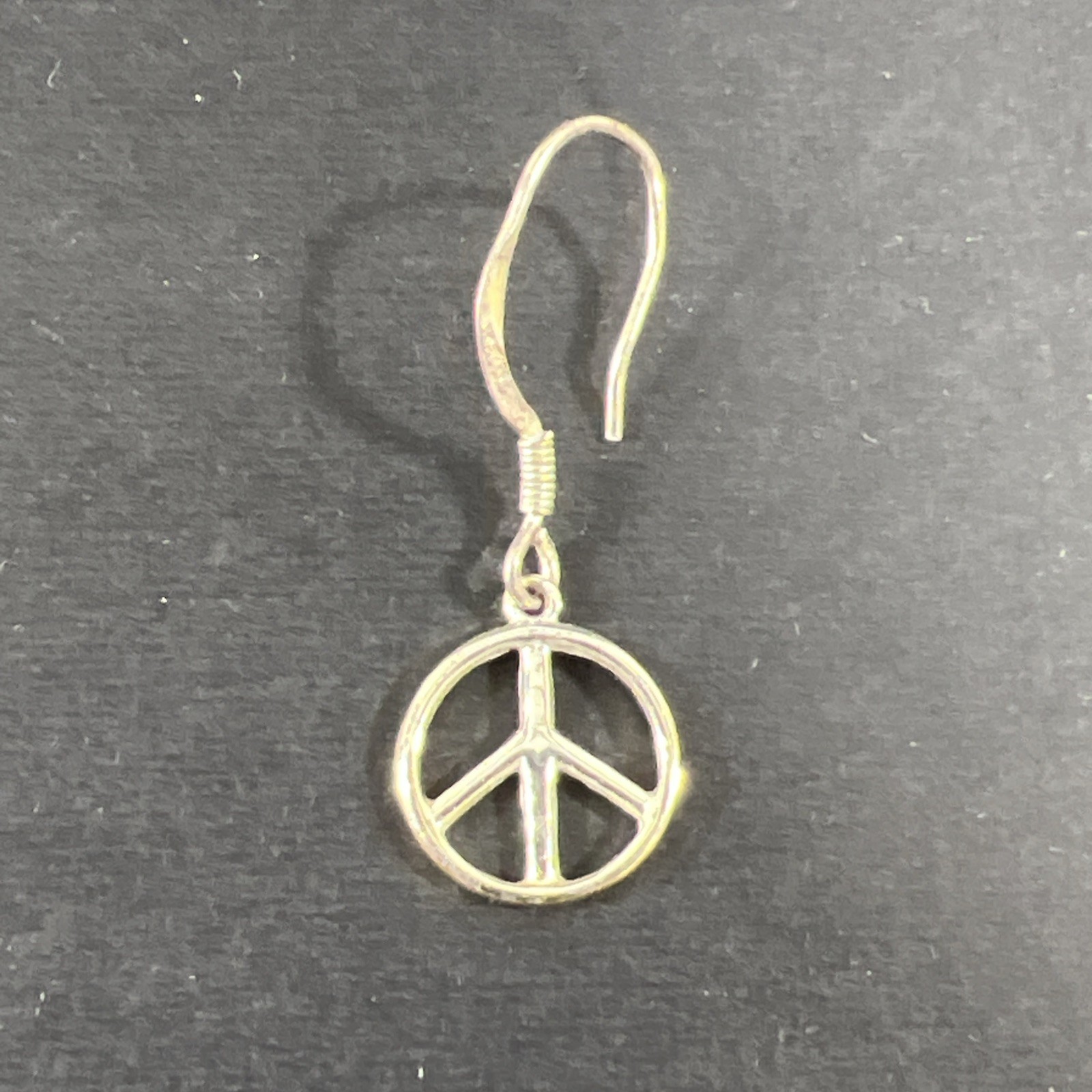 Peace Sign Symbol SINGLE Earring Dangle Drop Pendant Charm Sterling Silver 925