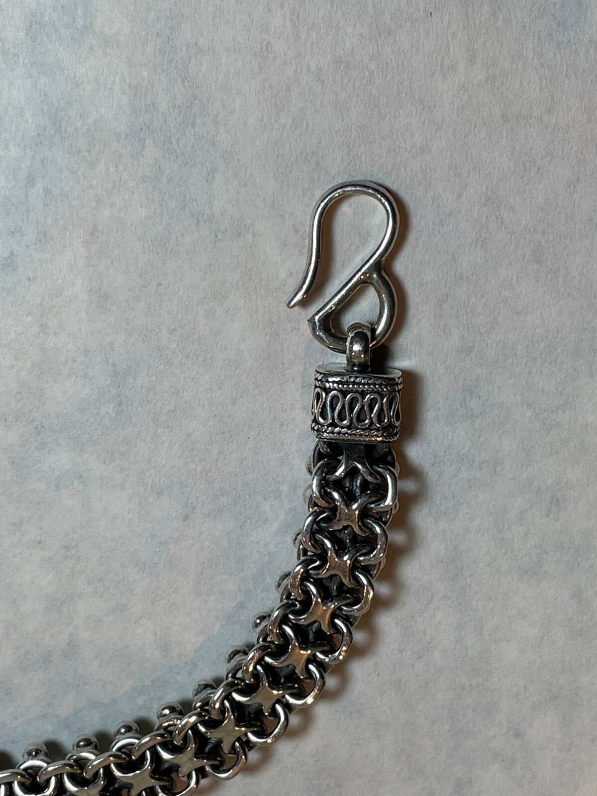 Vintage 44g Sterling Silver BA SUARTI BALI Flower Link 7.75” Snake Bracelet 925