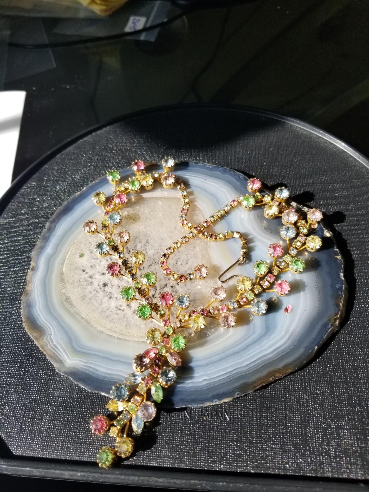 Vintage Crystal Pastel Multi-Color Rhinestone Choker Necklace