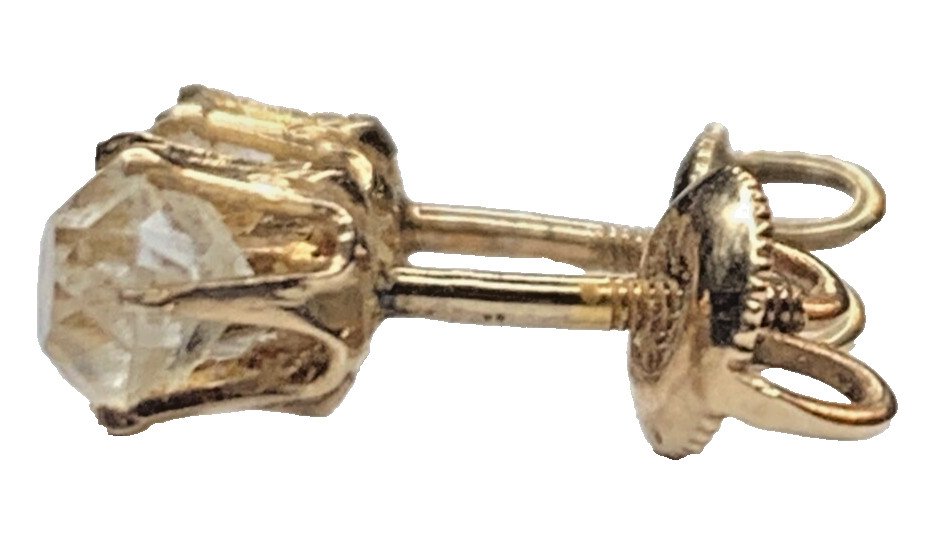 1940s 10K Gold Clear Paste BDA Budlong Docherty & Armstrong Thread Post Earrings
