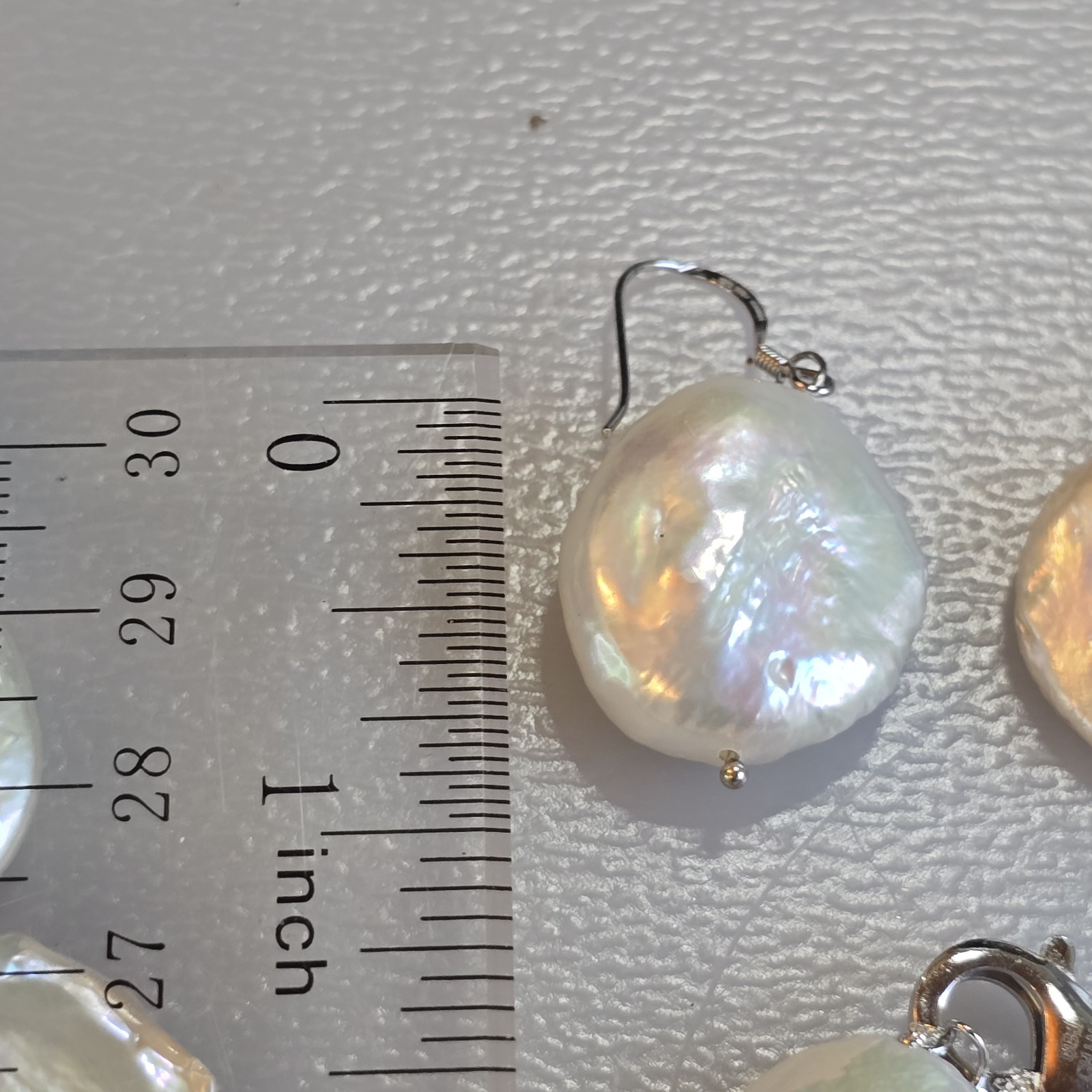 BBJ Parure Sterling Silver Flat Keshi Freshwater Pearl HSN Necklace Earrings Brl