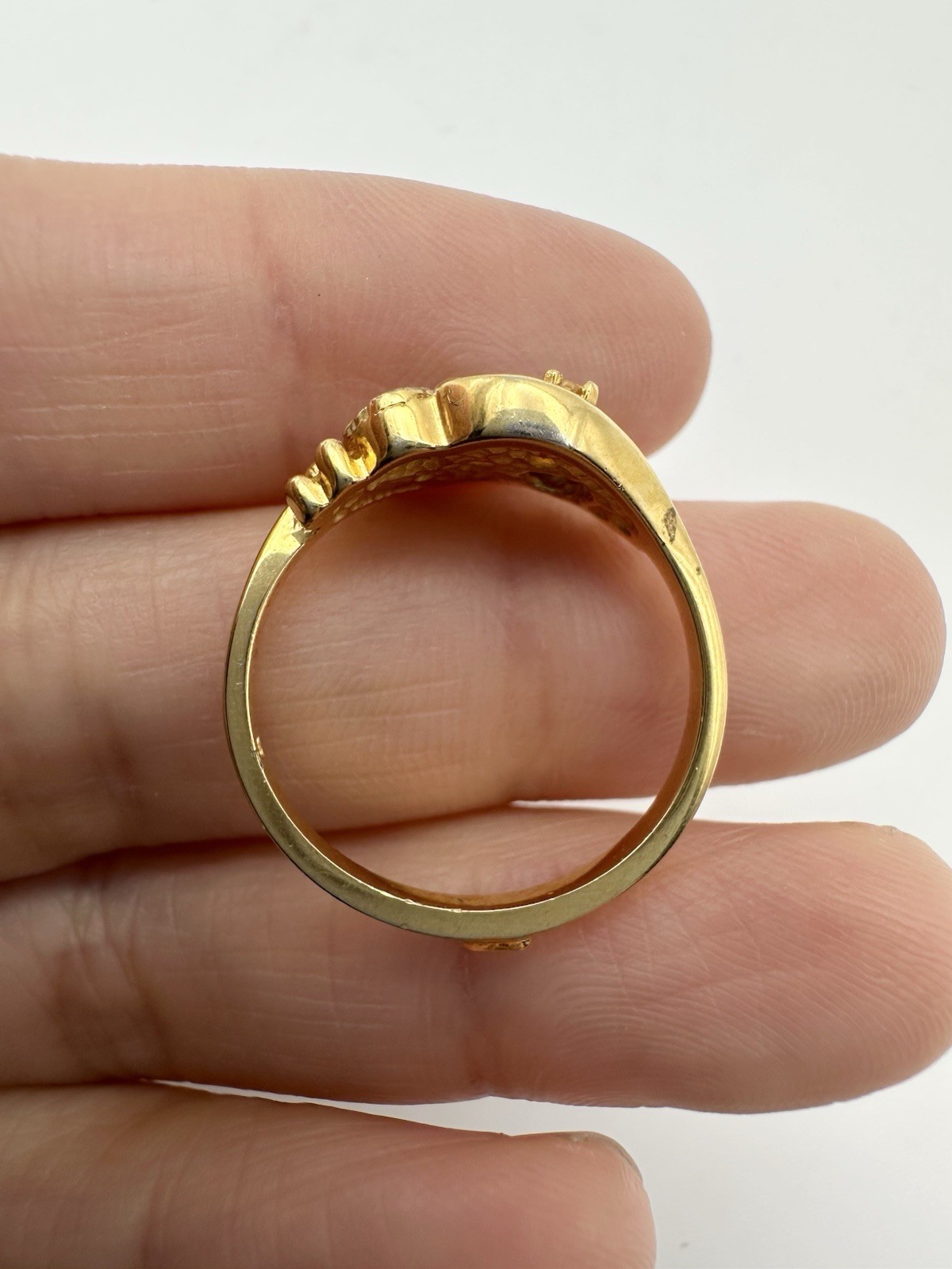Vintage Gold Plated Two Tone Ruby Sapphire Ring Size 7.25