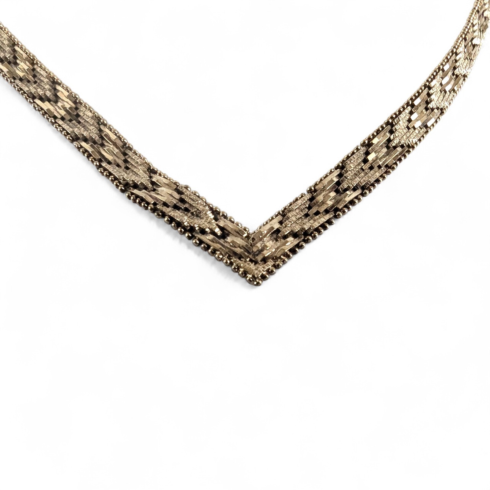 IBB Italian Vermeil Sterling Chevron Mesh Necklace 925 Italy 16″ Vintage Elegant