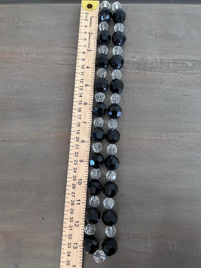 Necklace Black Clear Chunky Long Statement Oversized Beaded Glam Chic Y2K 2000s