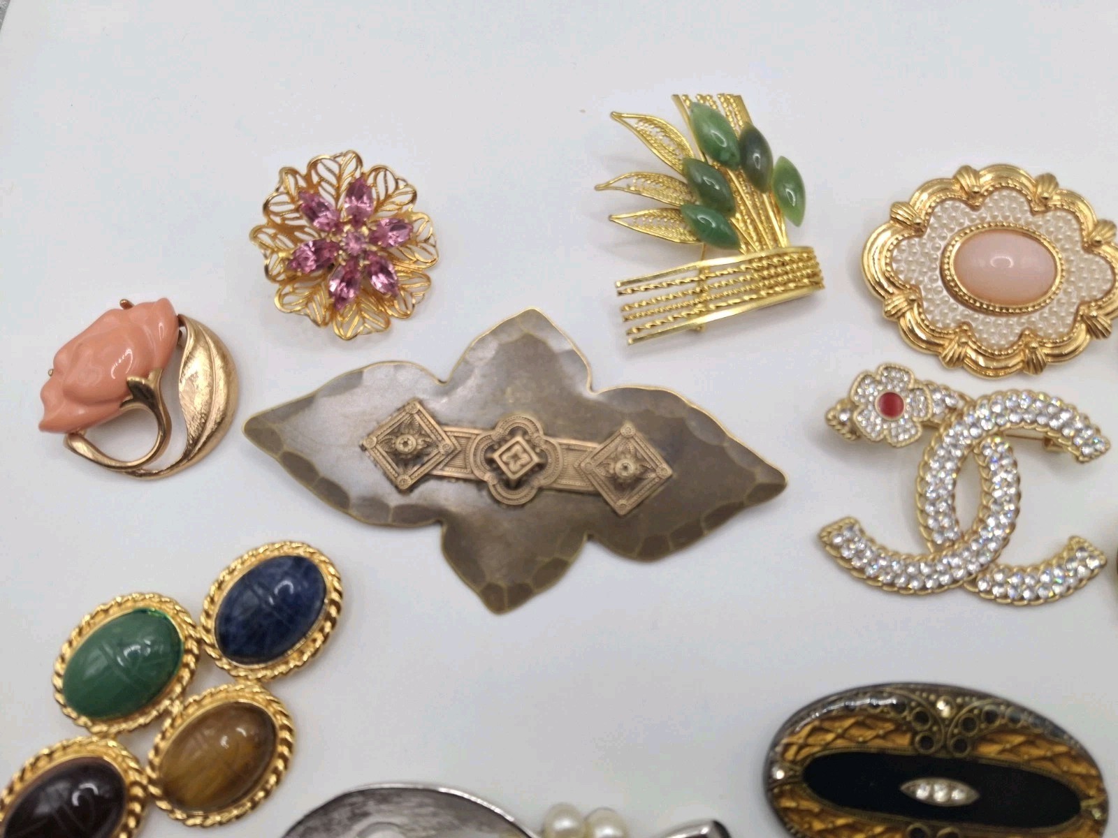 Vitage Brooches Pins Signed Monet Avon Trifari W Stones Lot
