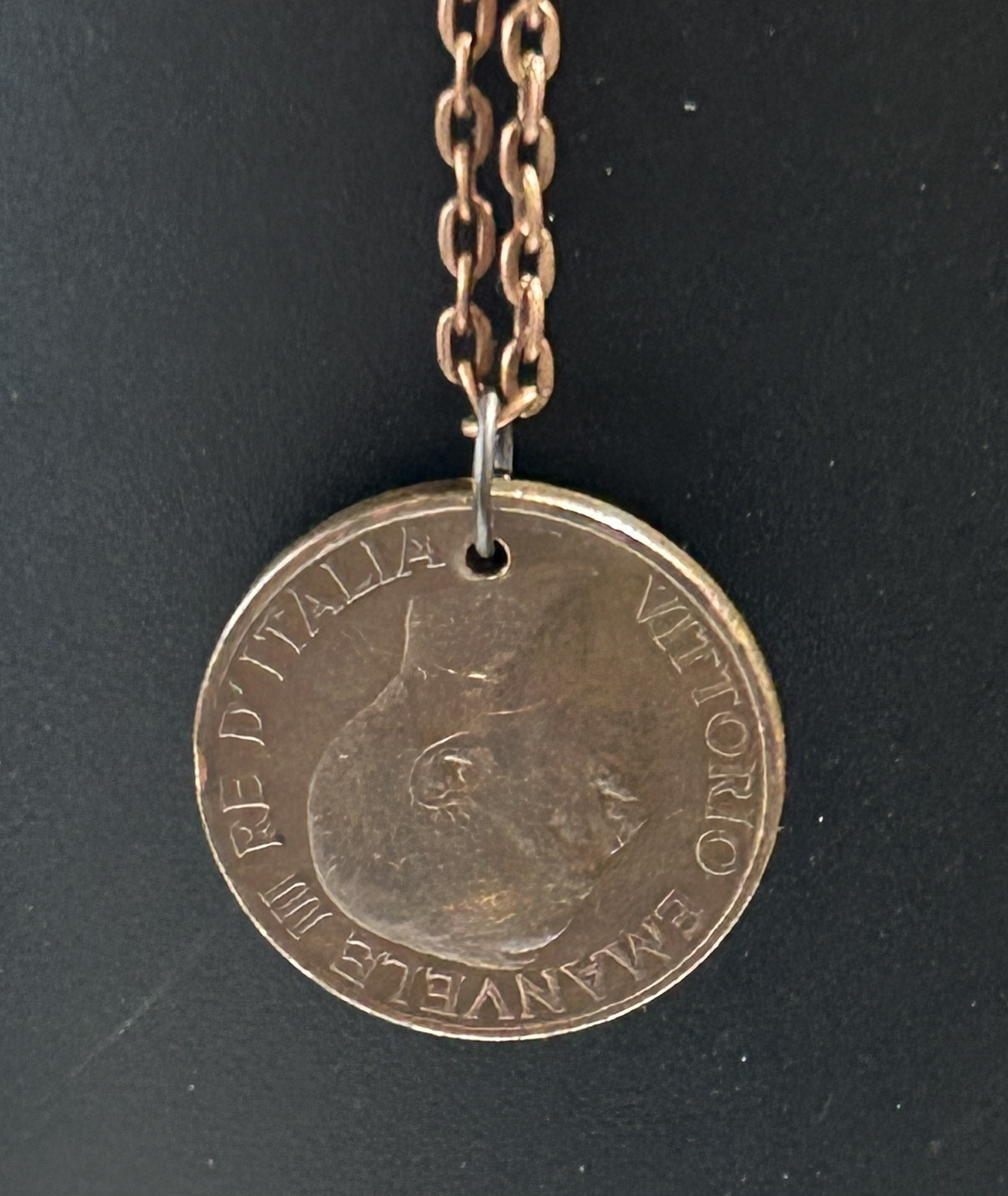 Honeybee on flower coin pendant, Vintage Italy Coin Necklace (1920-1937)