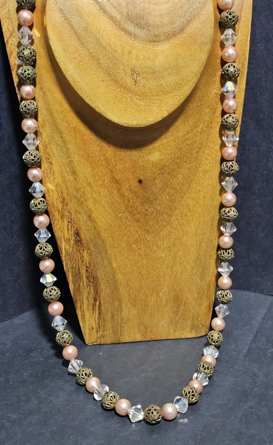 Estate Lot 5 Earth Tone Acrylic Lucite Shell Brass Accent Beaded Necklaces