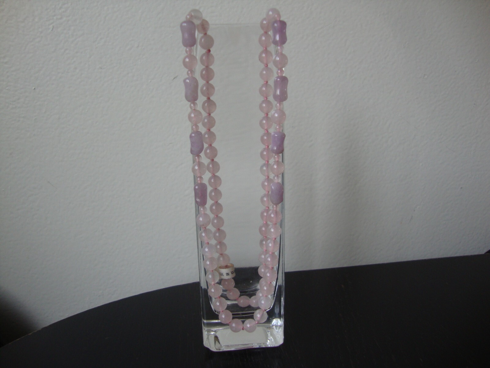 VINTAGE BEAD MEDLEY AMETHYST TUBE 4mm 8mm ROSE QUARTZ 29″ ENDLESS BEAD NECKLACE