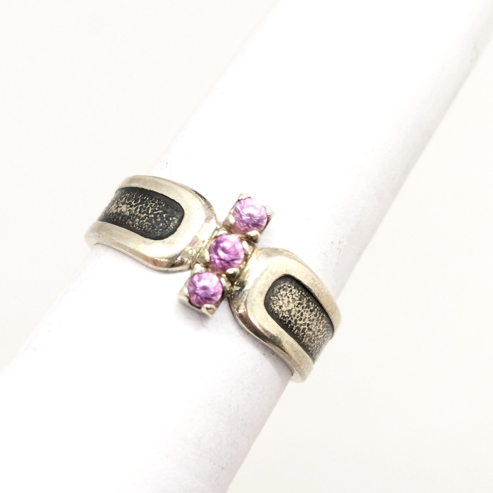 Vintage Elegant RING Silver 925 with Chic Bright Stones -size: 8US (18.5mm)| #46