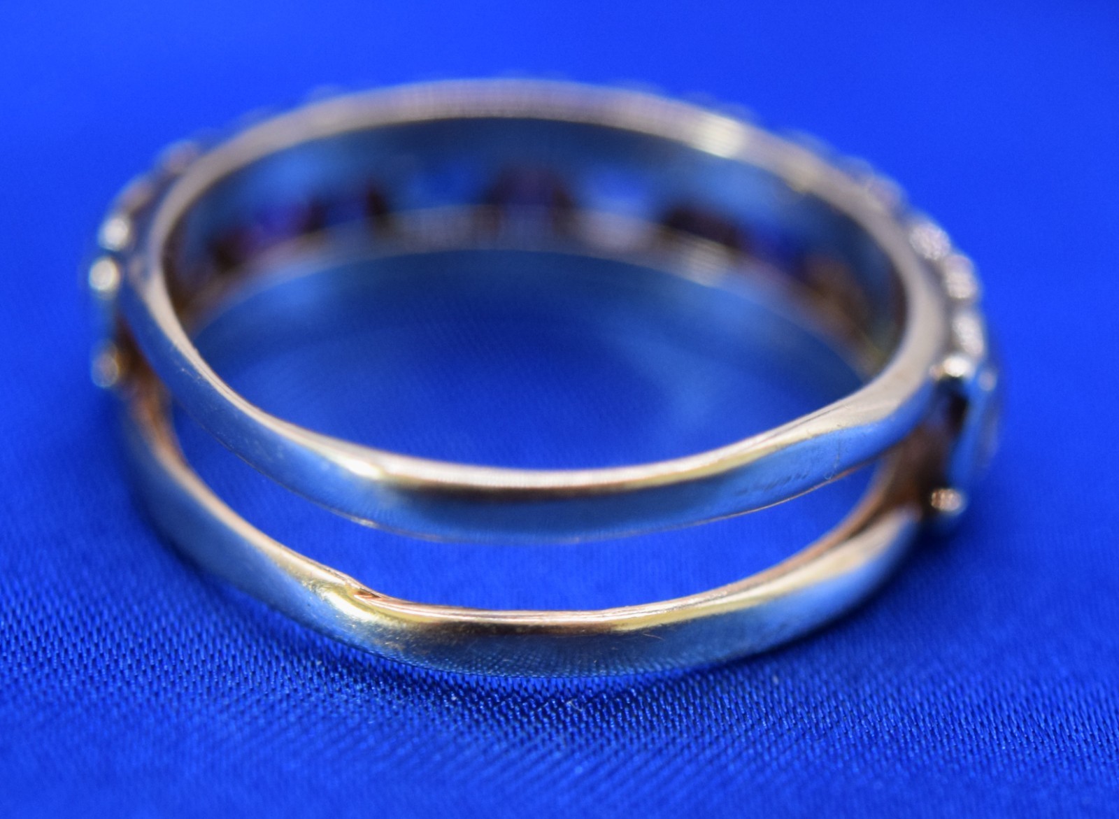 Vtg Guertin Brothers GB-14K Yellow Gold Mother’s Dbl Band Ring 7 Stones Size 9