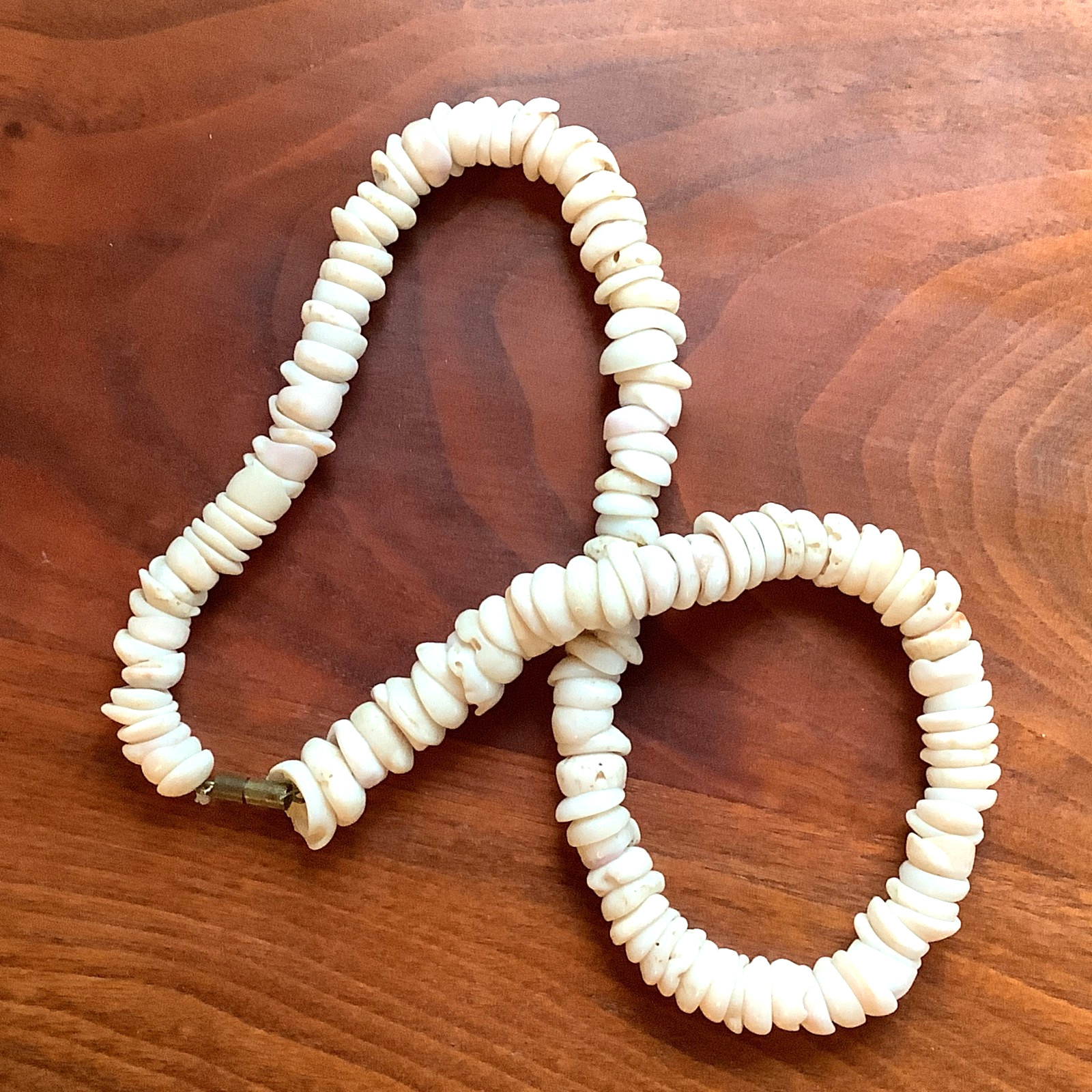 Puka Shell Necklace Vintage Natural Large 10mm Shells Heavy Boho Necklaces 16″