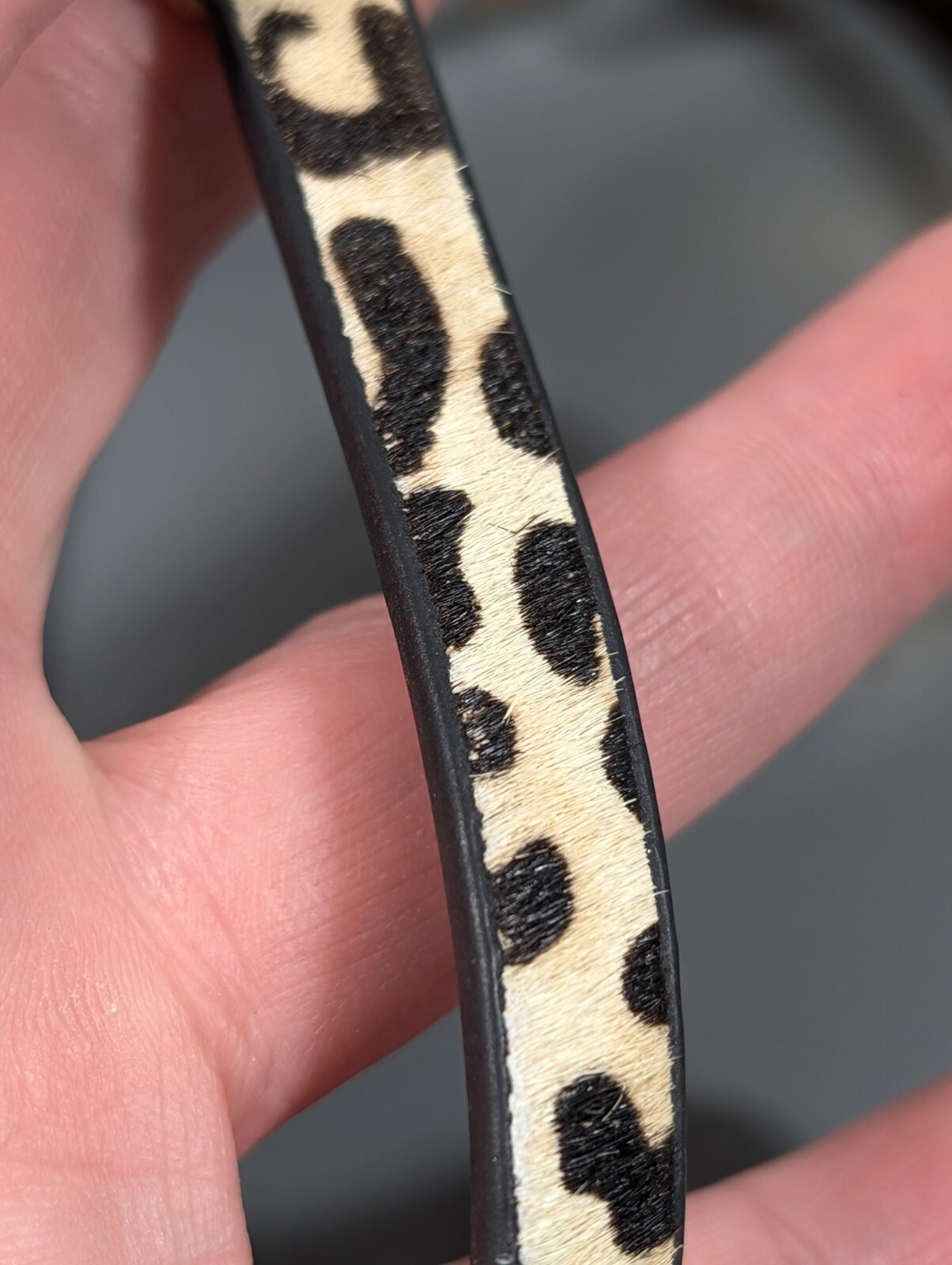 Cheetah Animal Print Faux Fur Gold Tone Hammered Wrap Bracelet 14 inch Boho