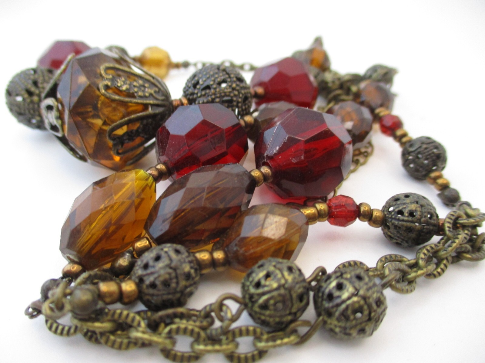 Vintage AVON Boho Acrylic Necklace Long 30″ + Fall Colors 5314