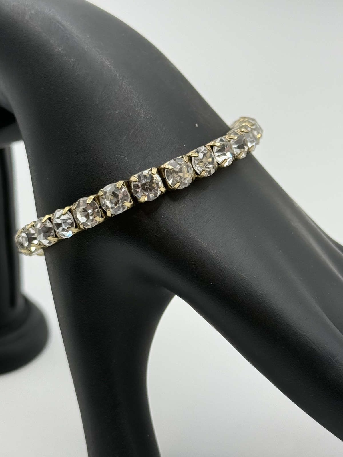 Vintage Rhinestone Expander Expanding Stretch No Rubber Bracelet #597