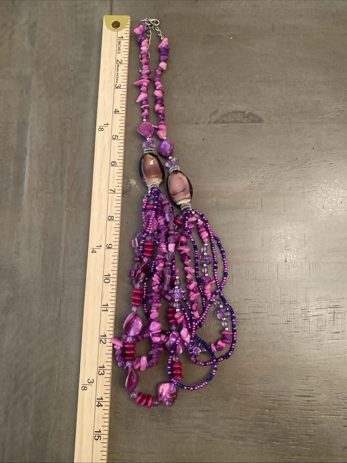 Necklace Purple Chunky Beaded Statement Boho Chic Artisan Y2K Glam Earthy Summer