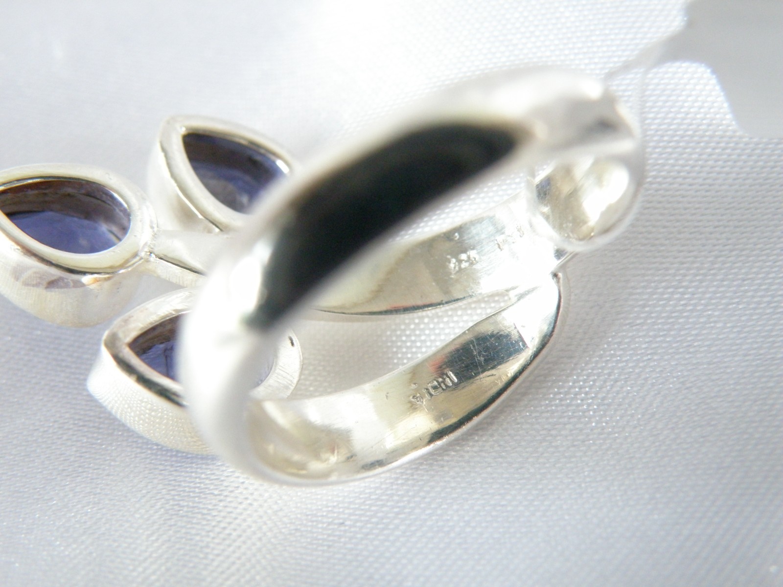 Chunky Sterling Silver 925 Bold Iolite Wrap Band Ring Size 8