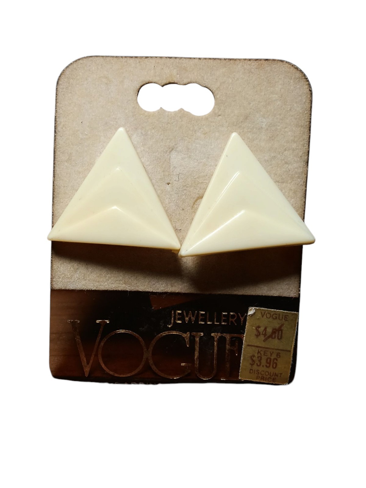 Vogue Art Deco Triangle Celluloid Earrings Clip On Hollywood Regency