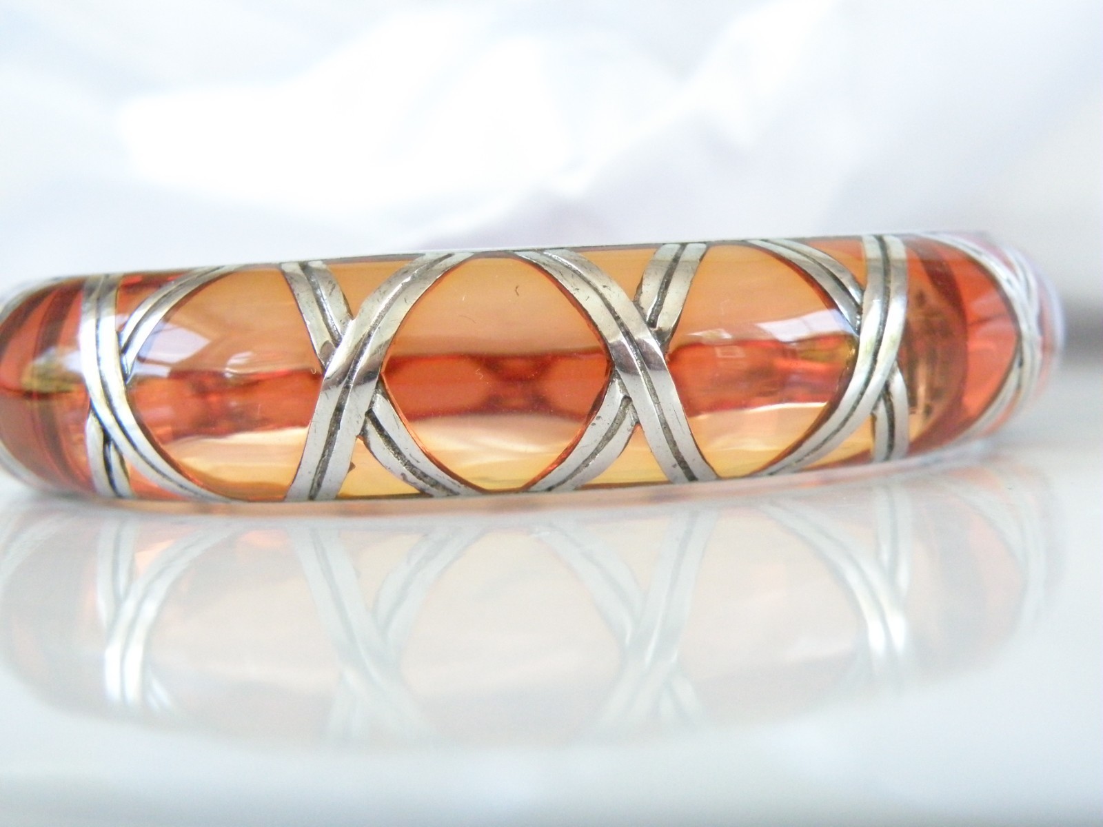 Angelique de Paris Sterling Silver Bamboo Thick Hinged Bracelet 7.5″