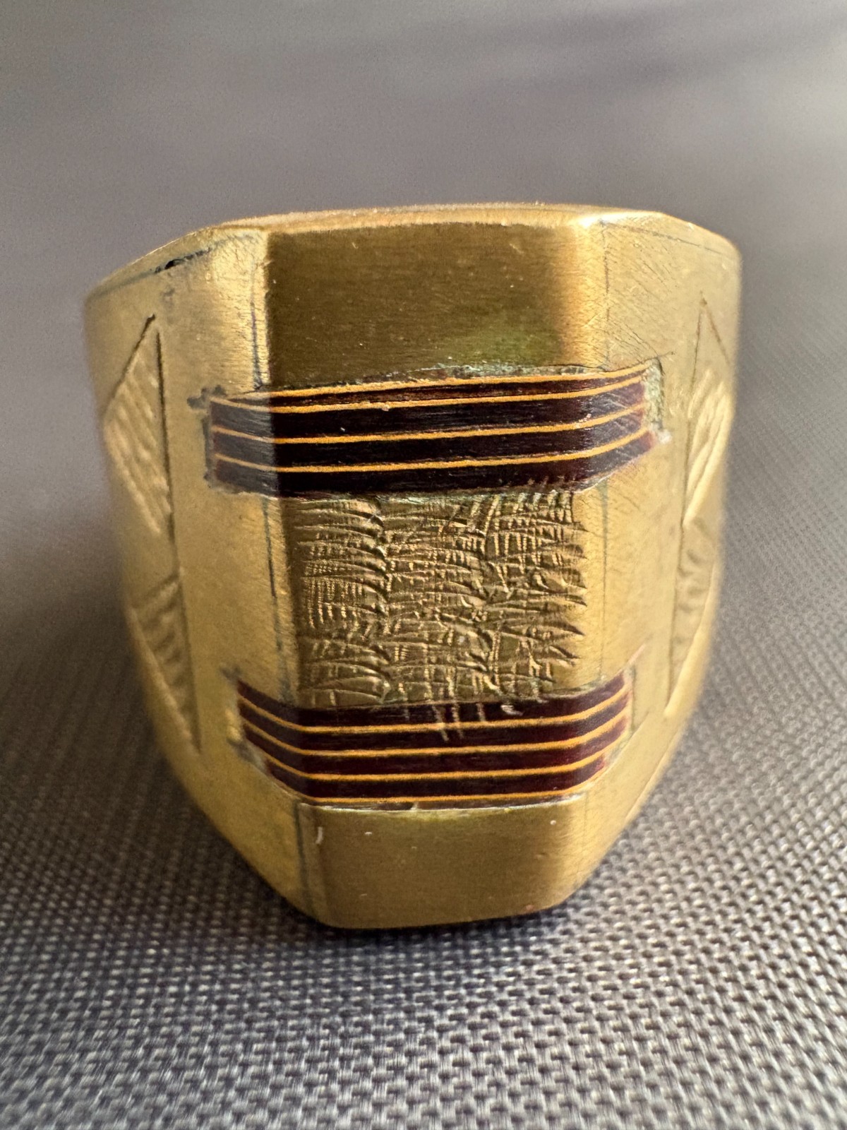 Vintage Moroccan Tuareg Brass Ring Berber Sahara Handmade Ring Size 9.75 US