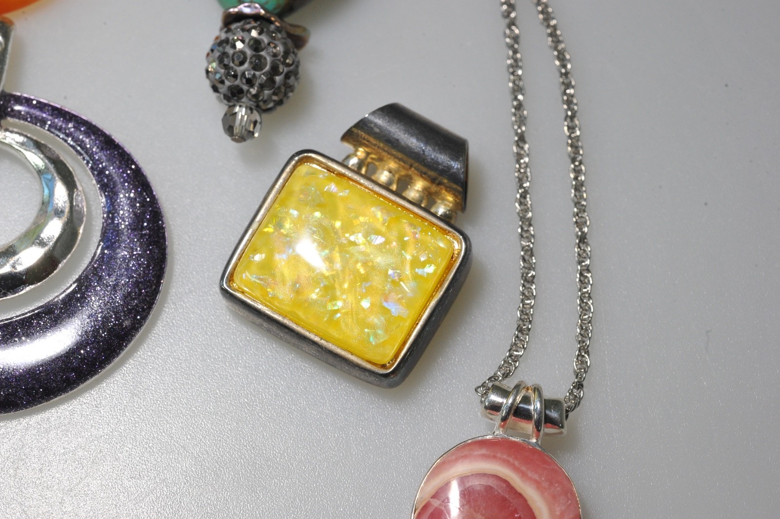 Pendant lot vtg to now variety jewelry craft or wear stone glass other PK27