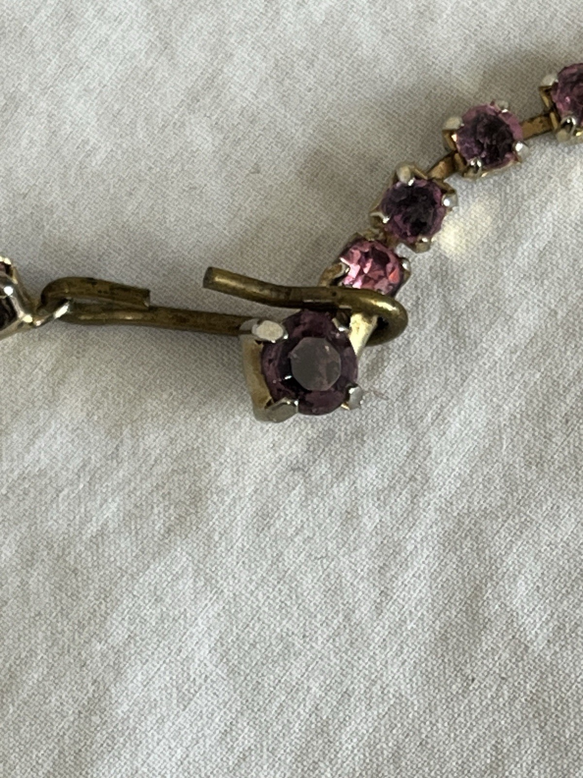 Vintage Purple Rhinestone Necklace and Earring Set Choker and Clip Ons