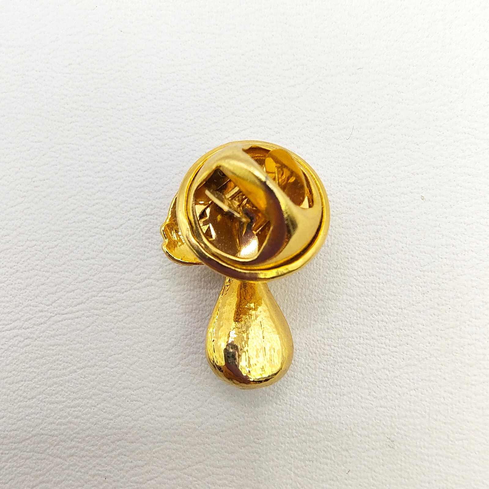 Vintage Guardian Angel Lapel Pin Gold Tone Clear Rhinestone Religious Icon 1/2″