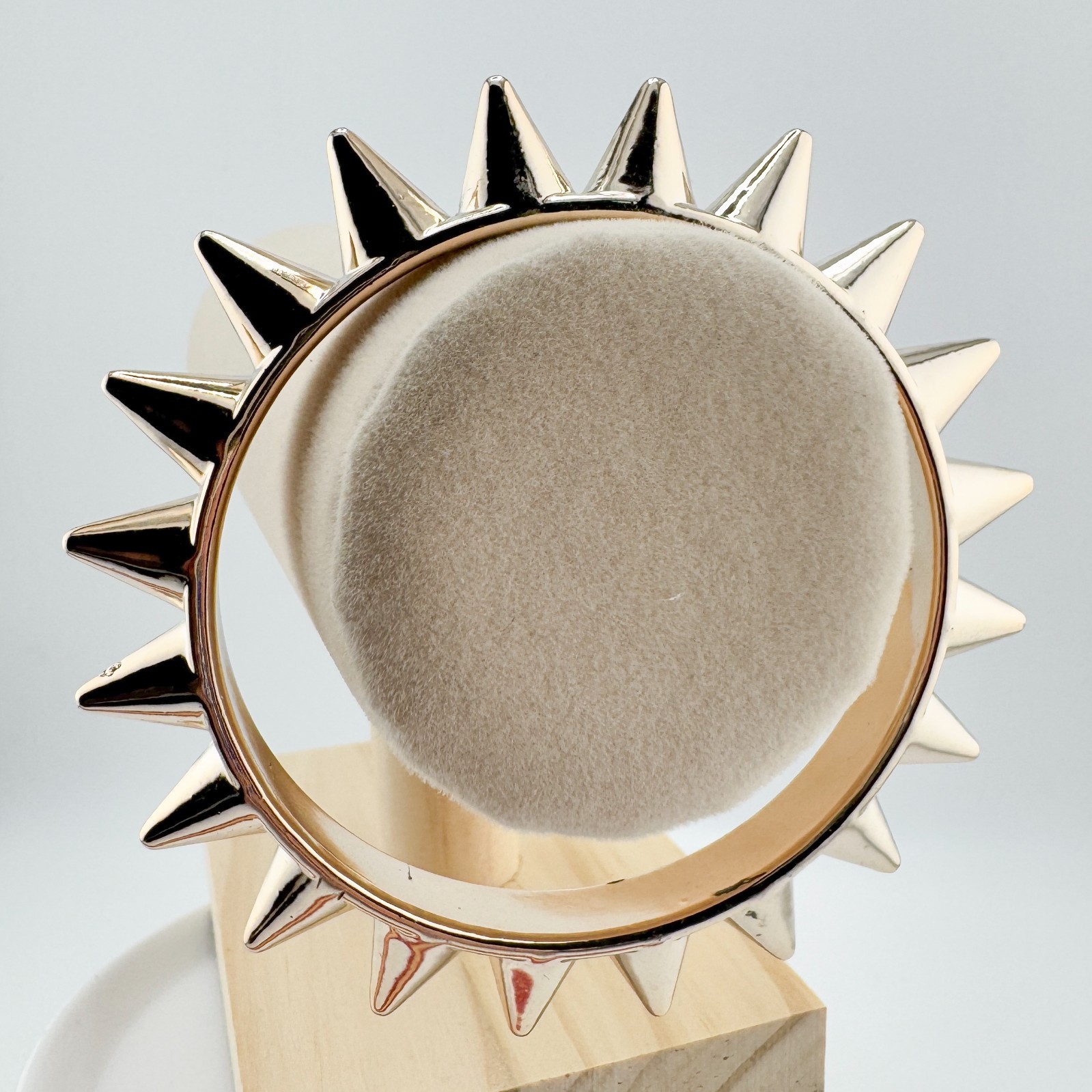 Vintage Plastic Gold Tone Spiked Bangle Bracelet Punk Rock Gothic Edgy Statement