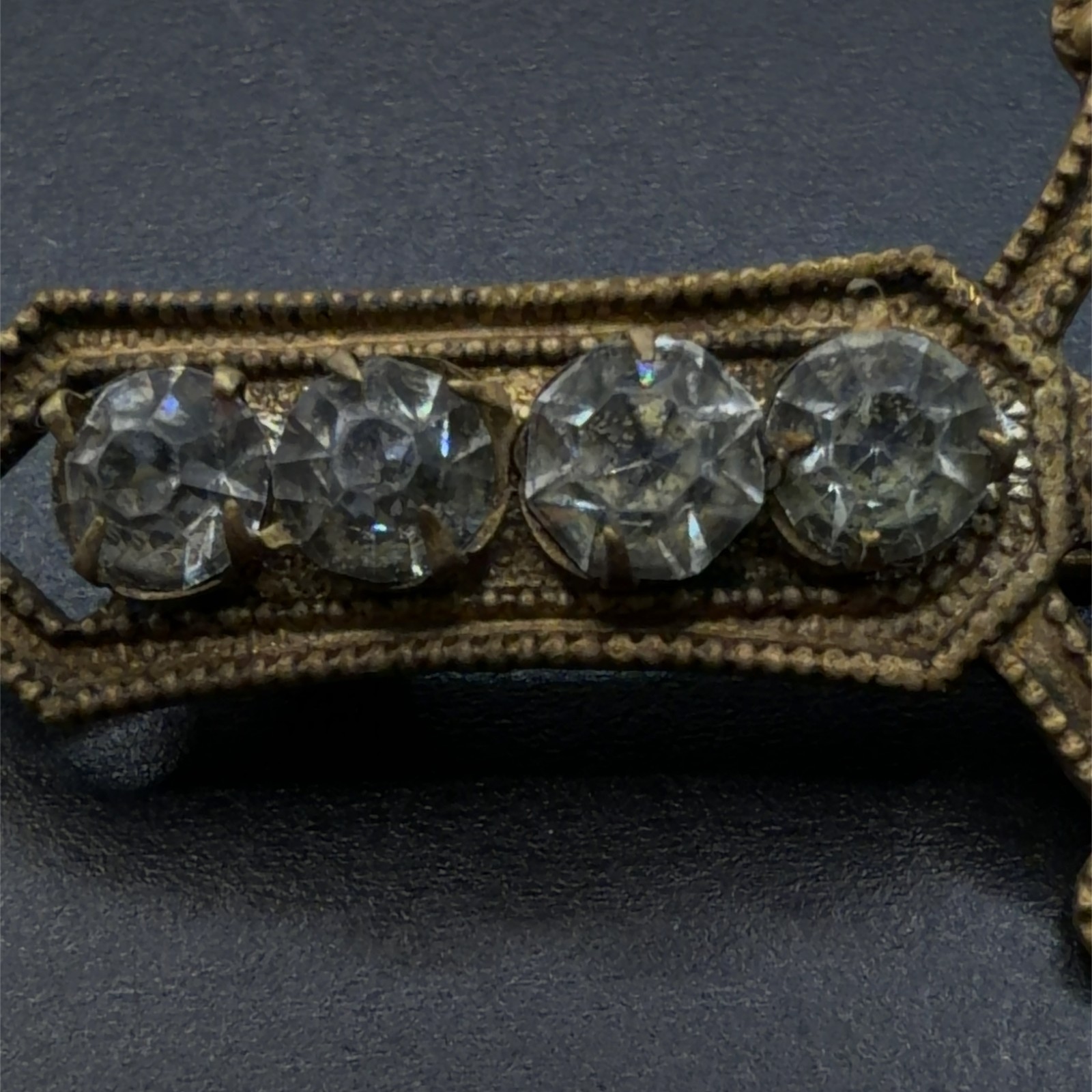 Antique Victorian Gold Filled Rhinestone Brooch