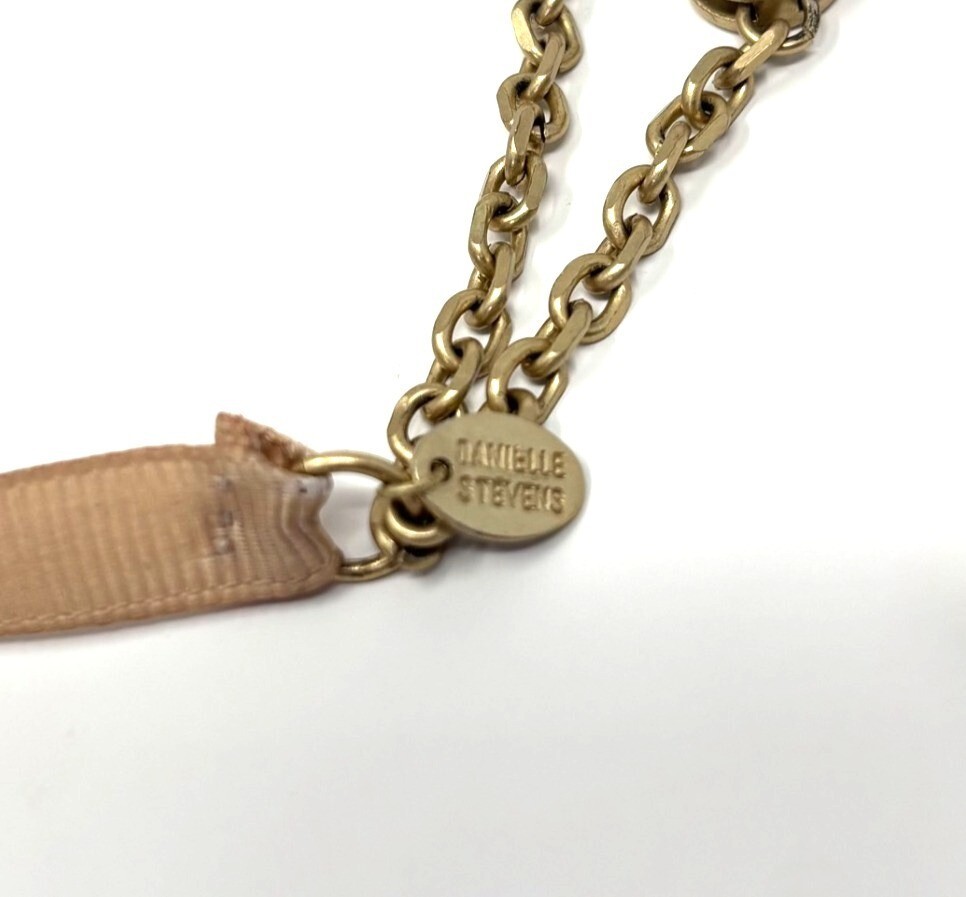Vintage Danielle Stevens Gold Toned 2 Strand Crystal Ribbon Necklace