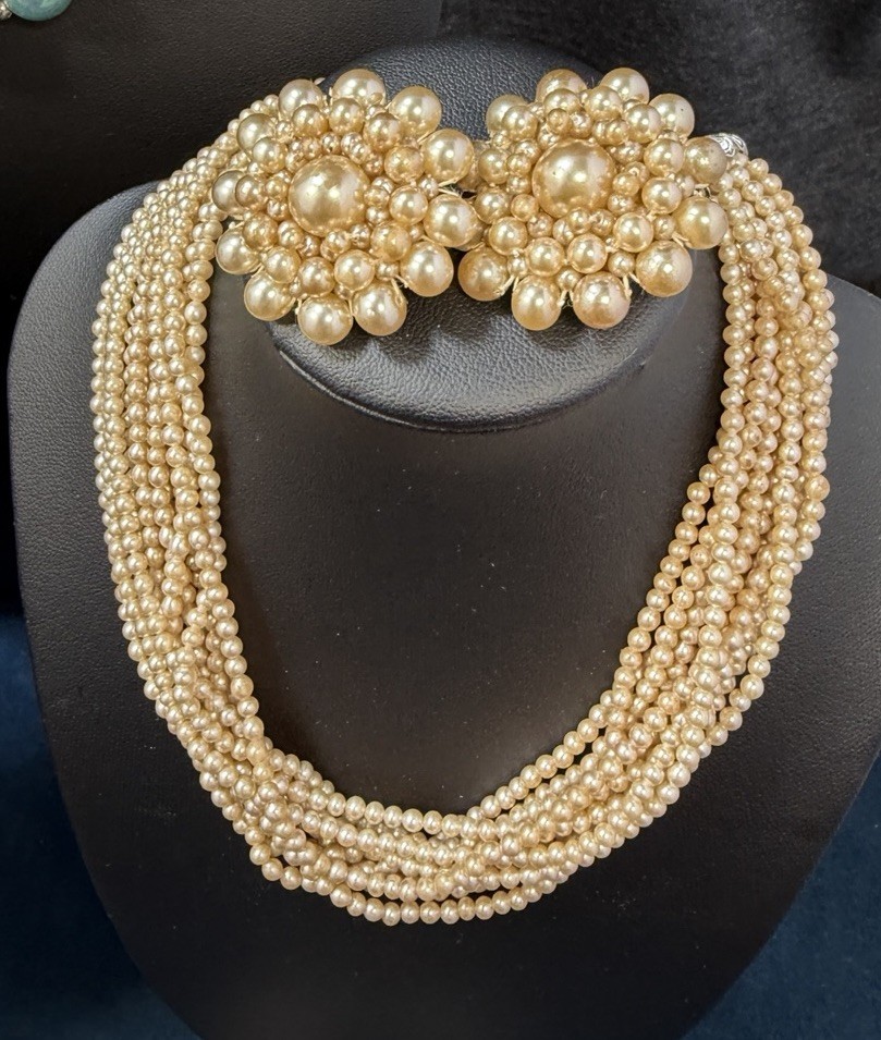 Vintage MCM All Japan Beaded Jewelry Lot Necklaces Earrings 19 PCS Multi Strand