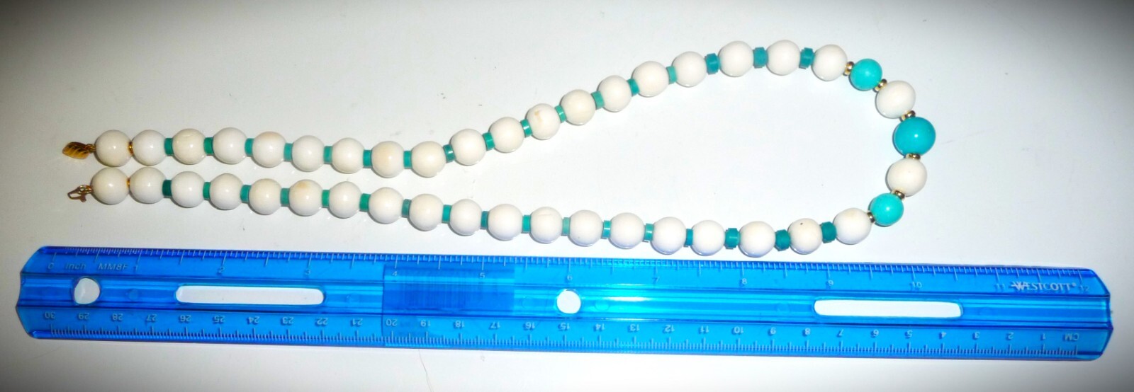 GORGEOUS VINTAGE 14K GENUINE WHITE CORAL TURQUOISE BEADED STATEMENT NECKLACE!