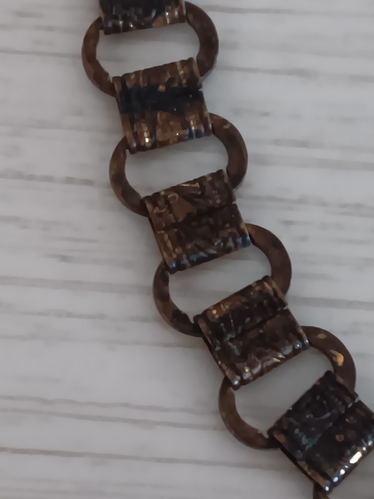 Antique NO CLASP Brass Bookchain Necklace Floral Stamped 14 1/2″