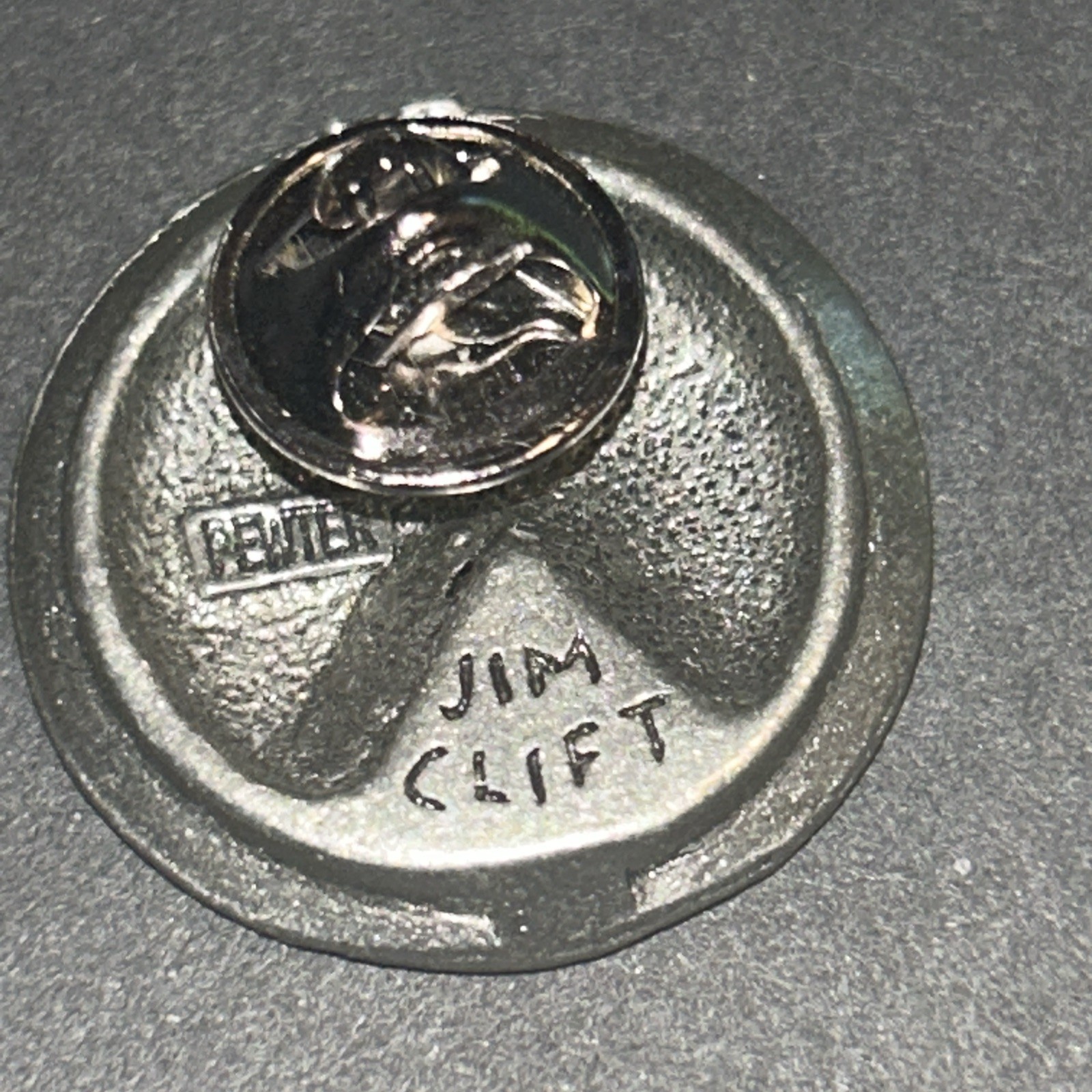 Vintage Pewter Jim Clift Pit Slice Hat Lapel Hat Pin Pinback