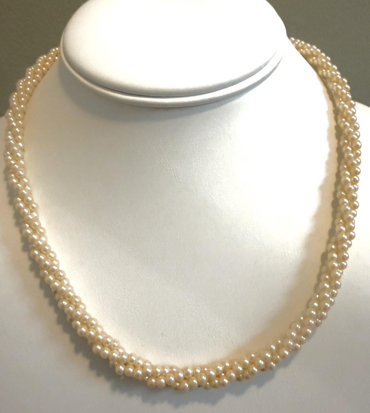 VTG 14k Gold Filled & Faux Pearl triple Strand Necklace Estate Item