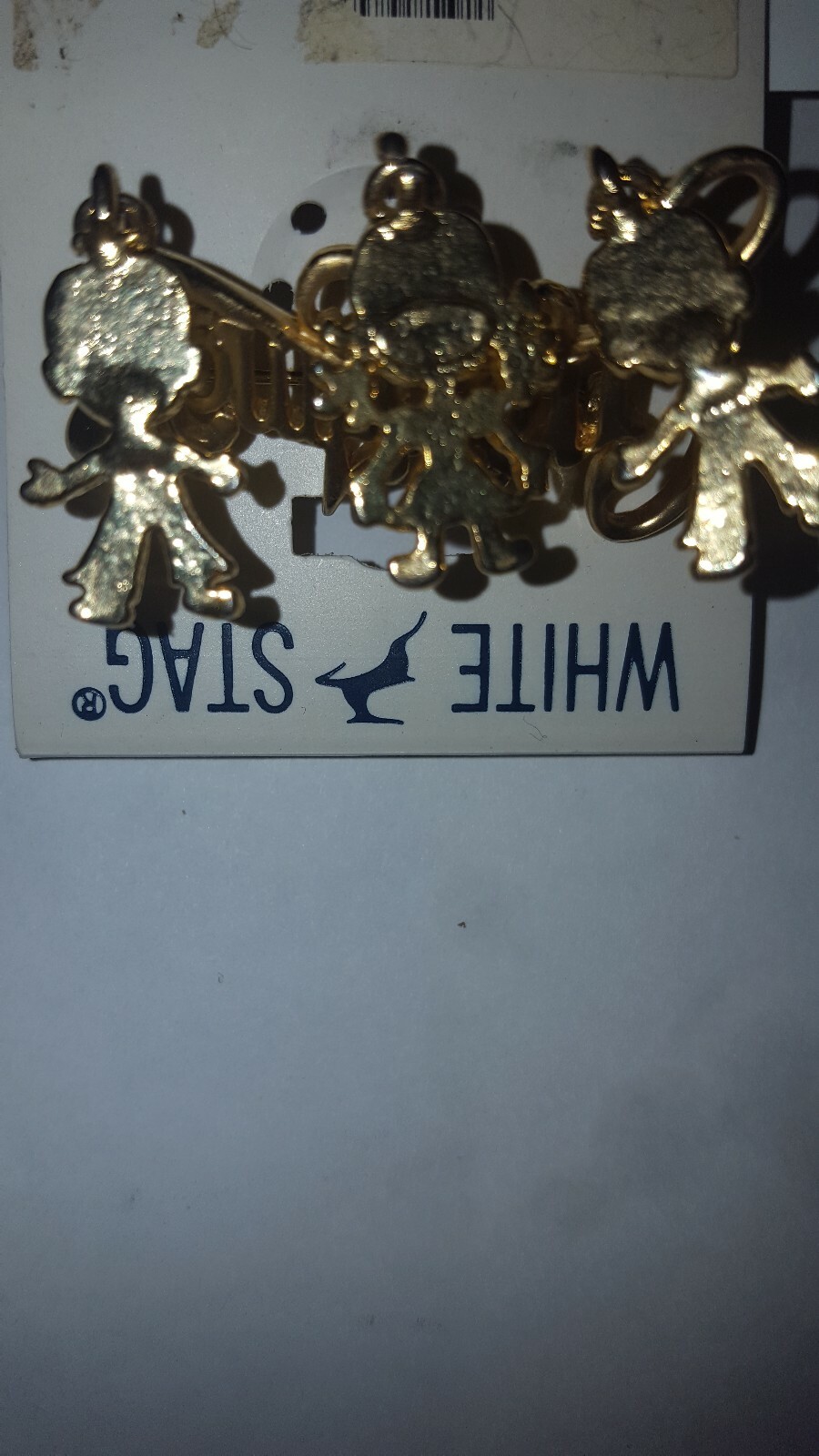 NW WHITE STAG GRANDMA’S CHILDREN FIGURE BROACH GOLDTONE GRANDMA GIFT Box inclu