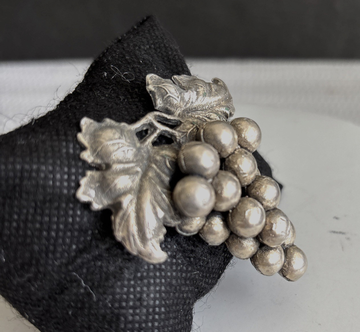 Vintage Sterling Silver Grape Cluster Layered 2 Inch Brooch