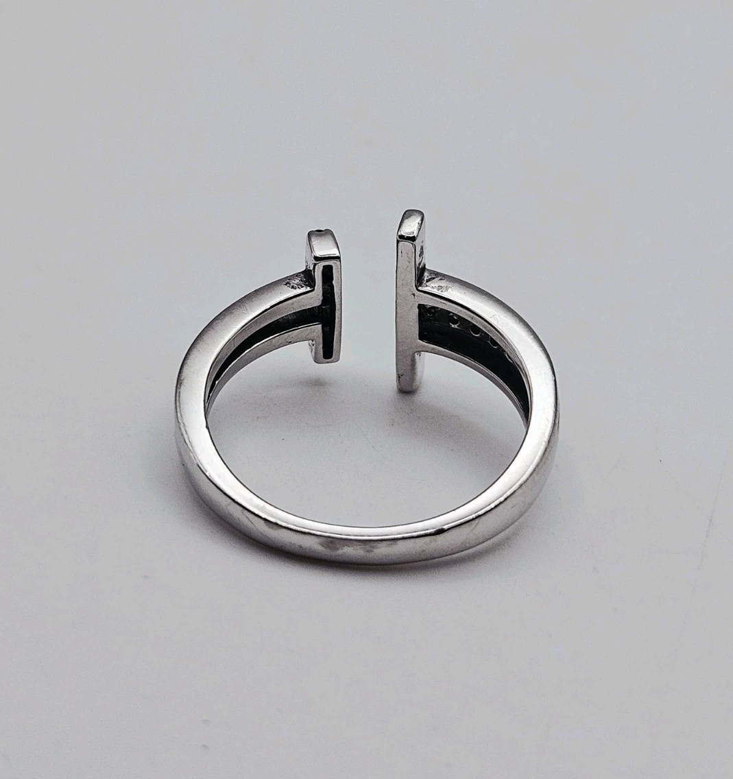 Sterling Silver Channel Set Blue & White Topaz Bypass Ring Size 8