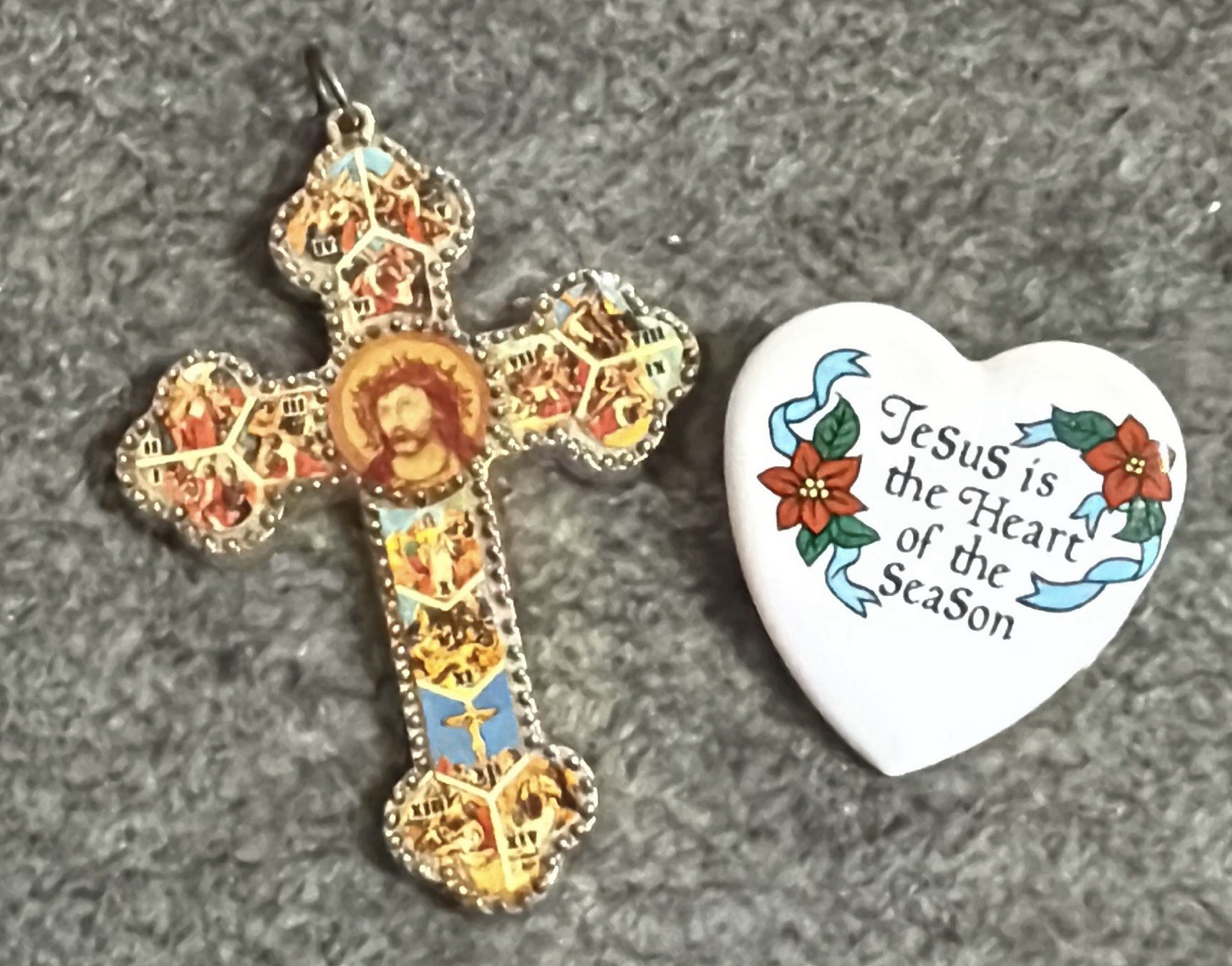 Vintage Religious Pins Brooch Pendant Christmas Pin Lot Catholic Nativity etc…