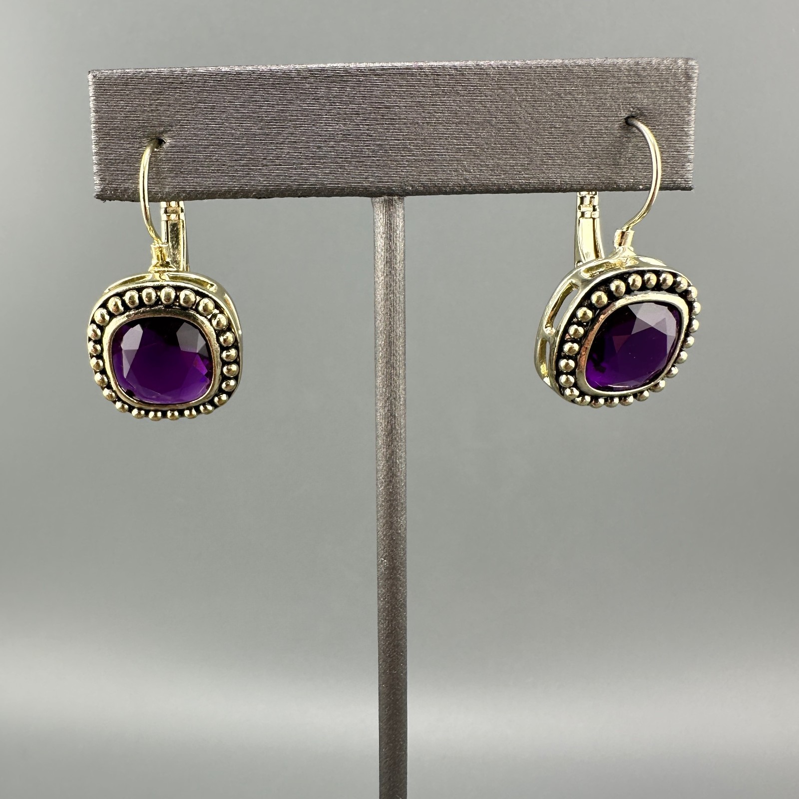 Vintage Rhinestone Earrings Lot Leverback Wingback Purple Red Silver Gold Tone