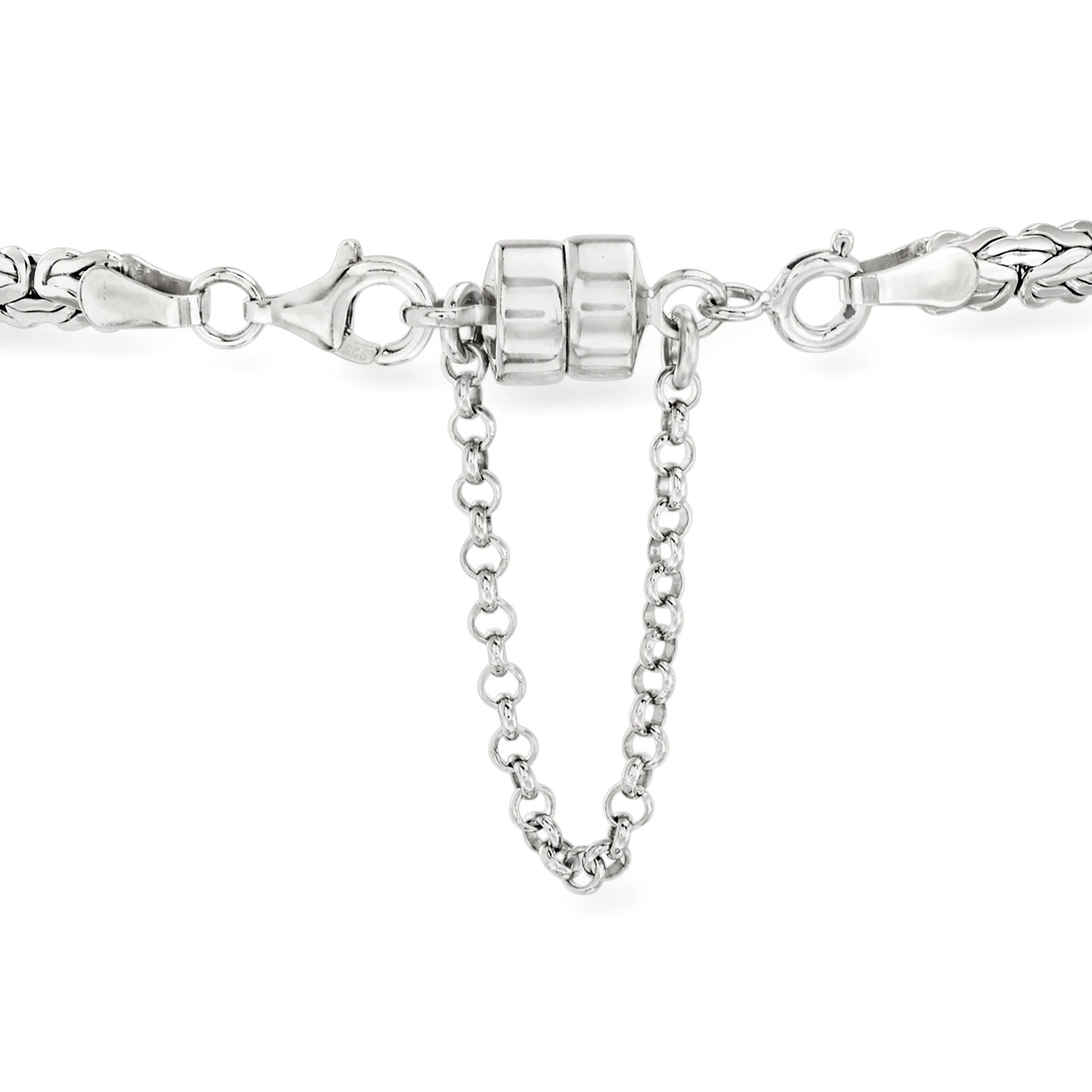 Italian Sterling Silver Magnetic Bracelet Clasp Converter with Safety Chain