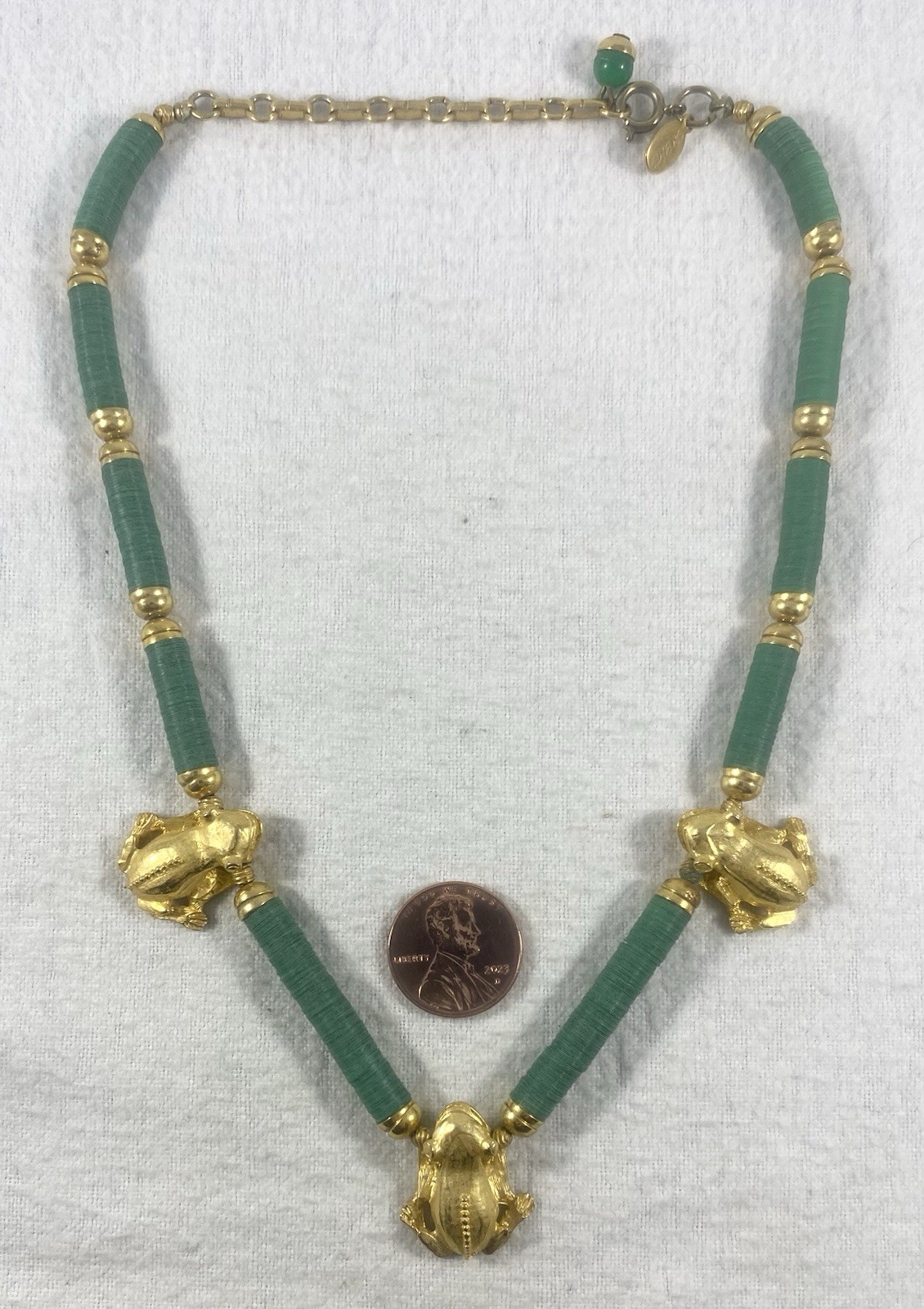 Vintage Gay Boyer Frog Necklace 16” Long