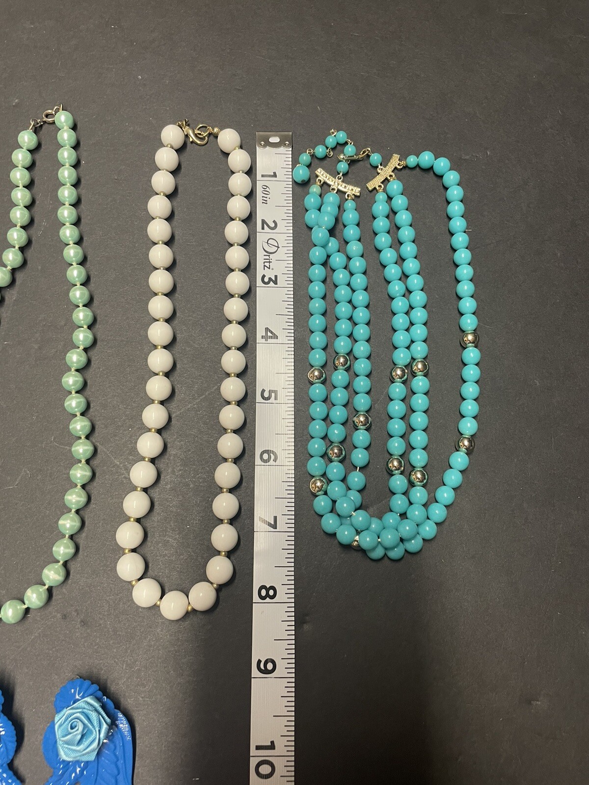 Vintage Mixed Jewelry Lot Of Five Purple,Blue,Green,White