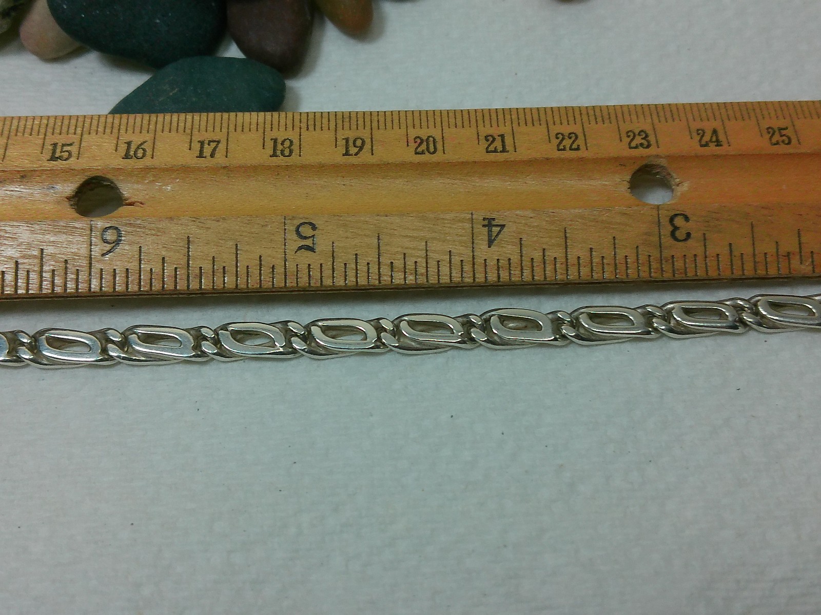VTG 950 Sterling Silver Anchor Mariner Dbl Linked Chain Tennis Bracelet 8 1/8″