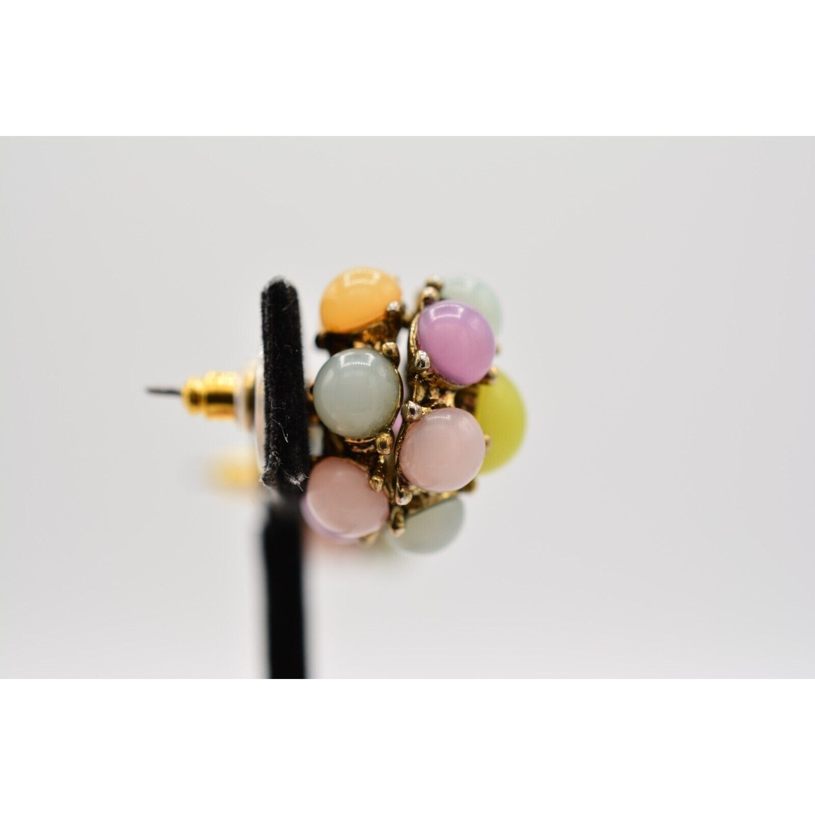 Vintage Pastel Cabochon Earrings Multi-Color Round Chunky Multi-Color 90s BinAE