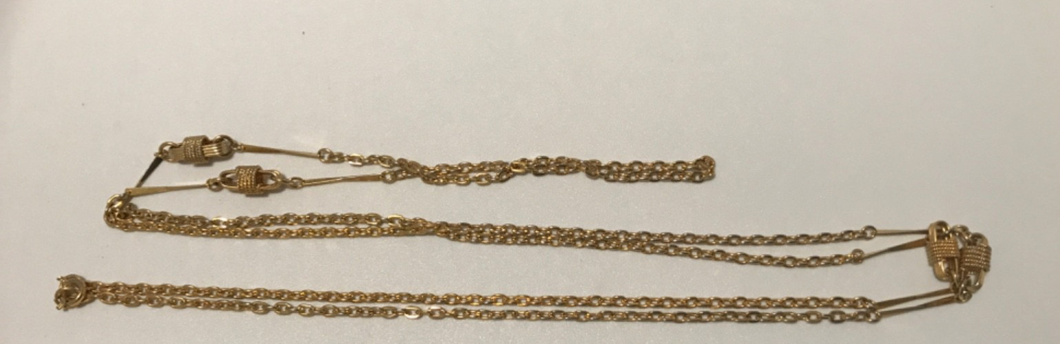 Vintage Gold Tone Cable Chain Station Necklace Bar Links 50 Inch Retro Style