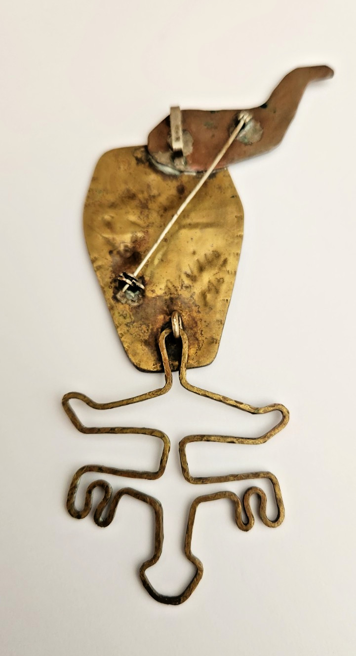 KEN BELDIN Mexico 1958 Modern Primitive Copper Pendant / Pin rare.