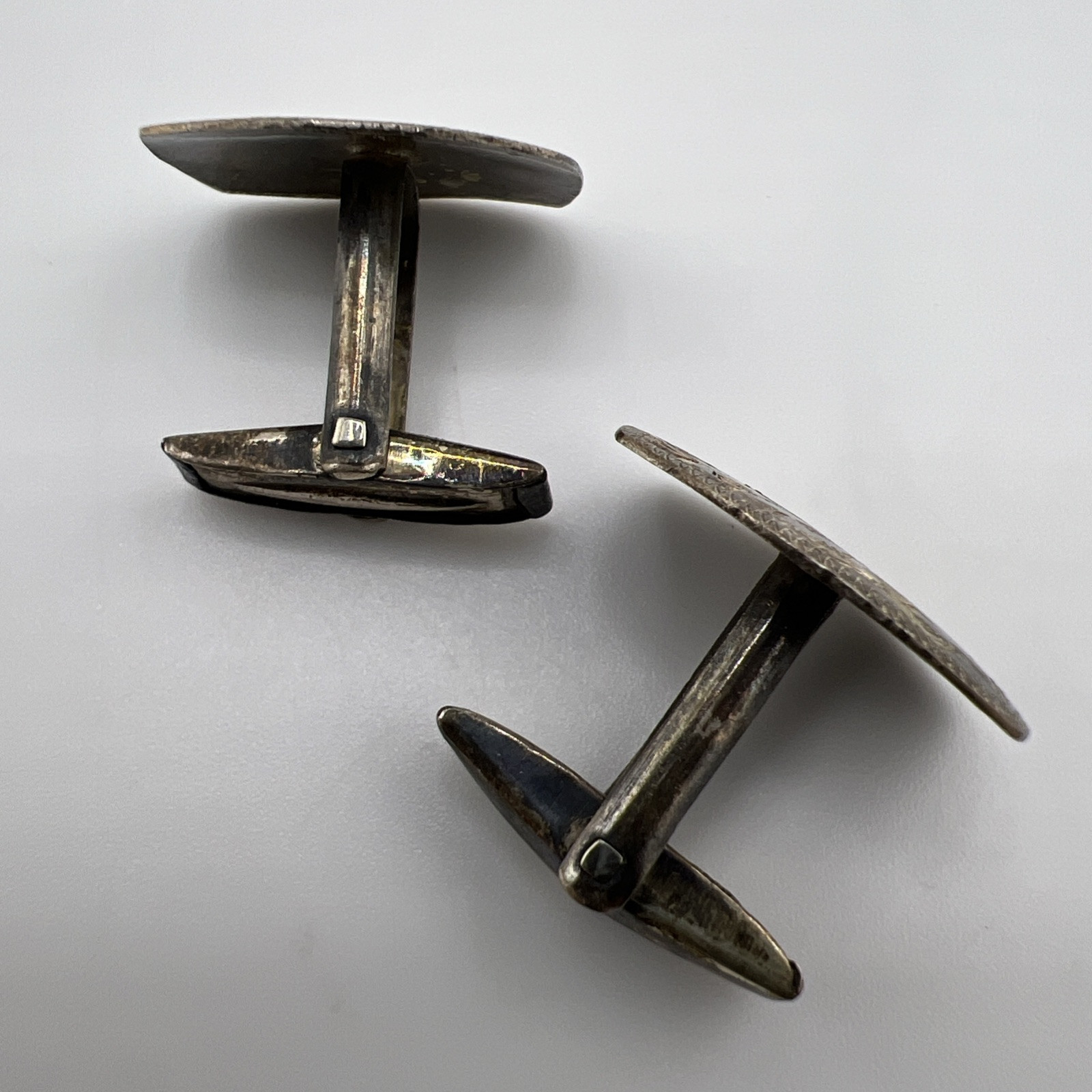 Vintage 1950s 1960s Men’s Silver Cufflinks – Etched Foliate Design A-53