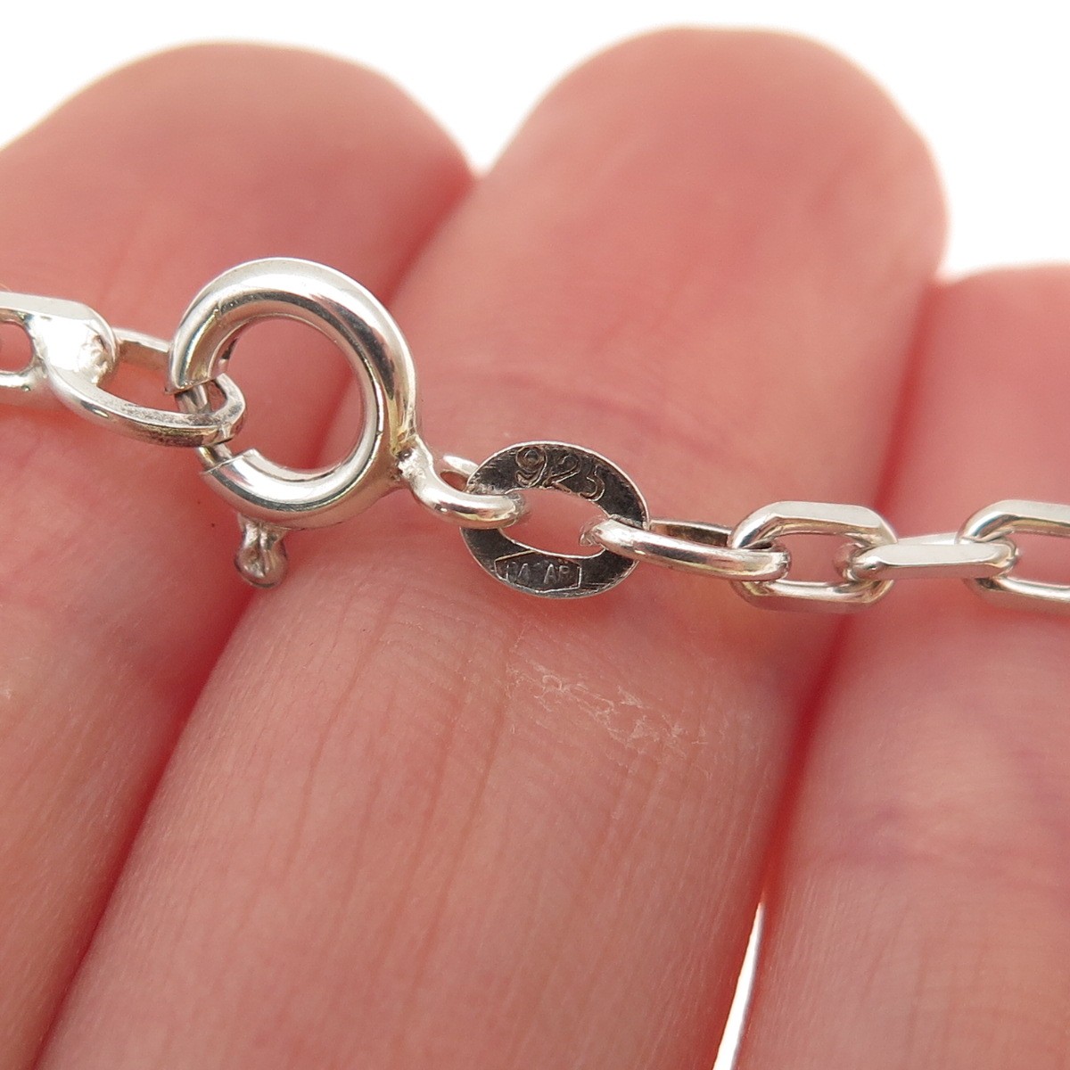 925 Sterling Silver Vintage Italy Enamel Anchor Mariner Cable Chain Necklace 30″