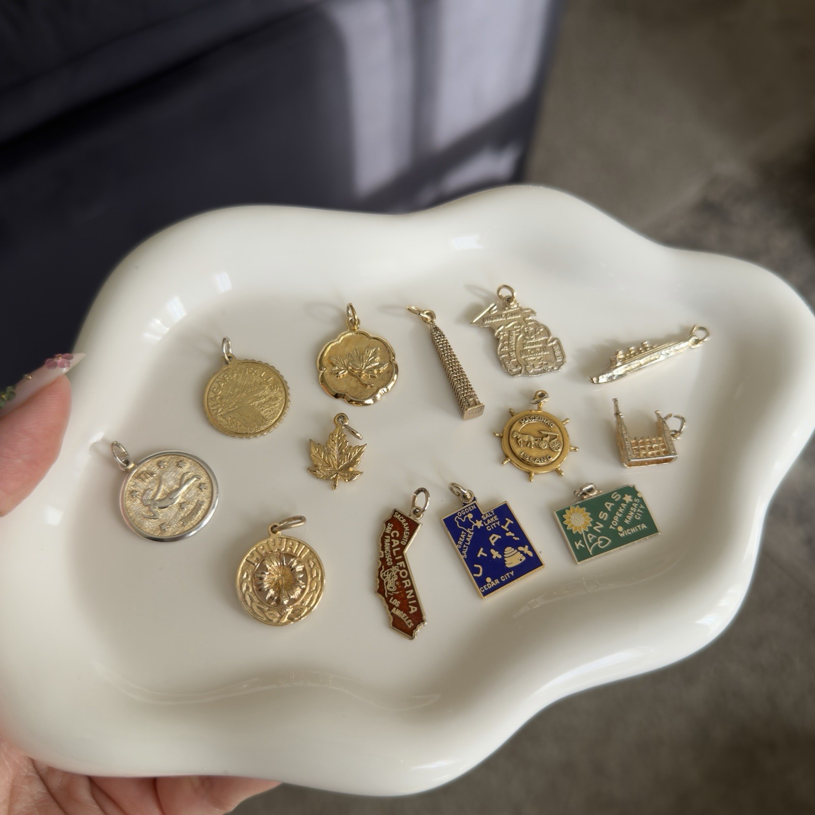 Vintage Collectibles Gold Over Sterling Silver 13 Charms Lot