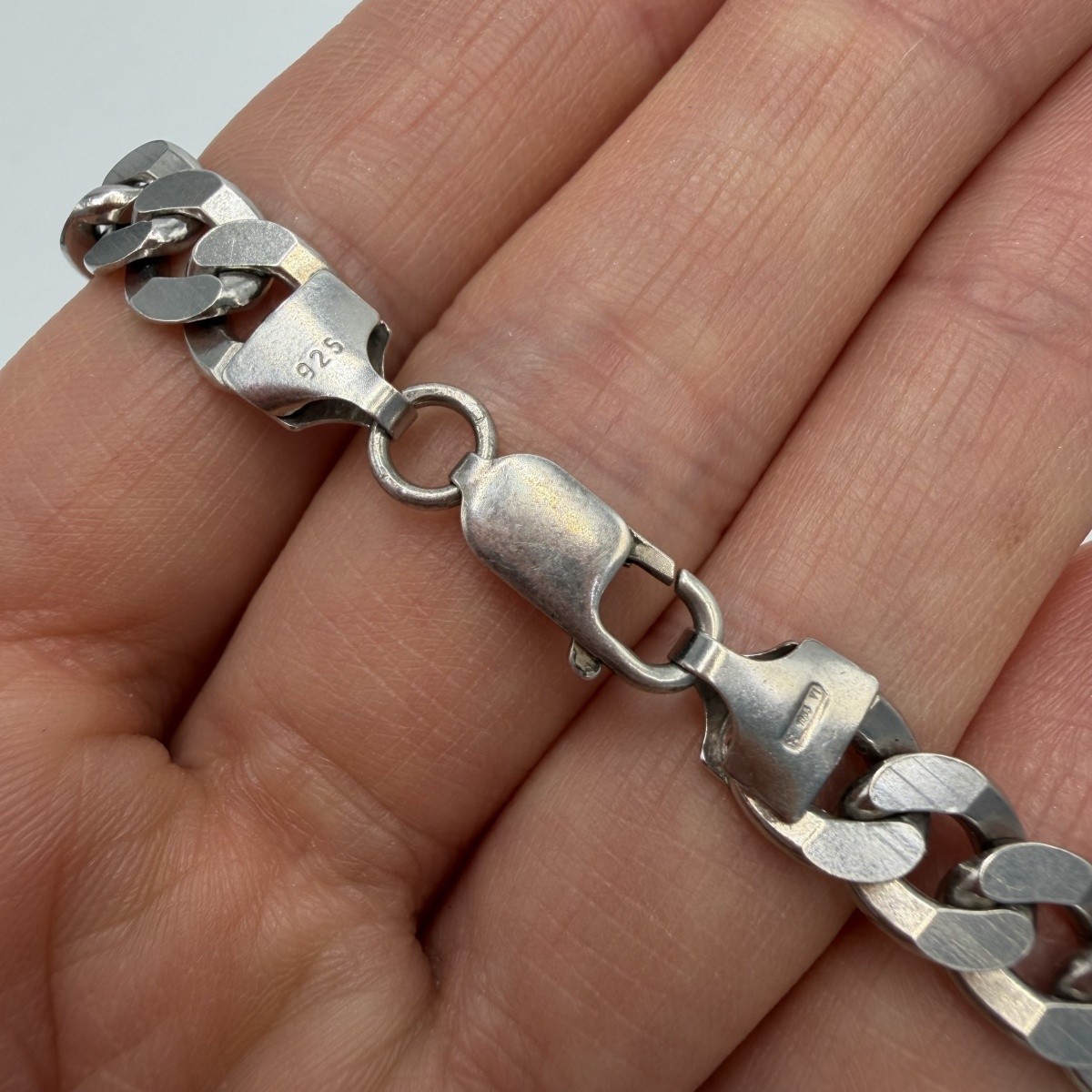 Vintage 925 Sterling Silver Men’s Curb Chain Necklace Jewelry Unisex Statement